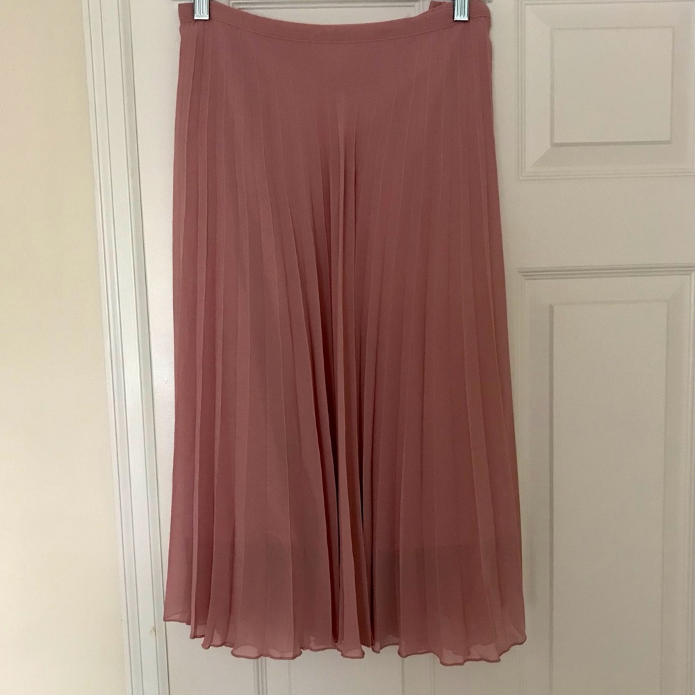 Garnet Hill Elegant Pink Pleated Skirt, 18
